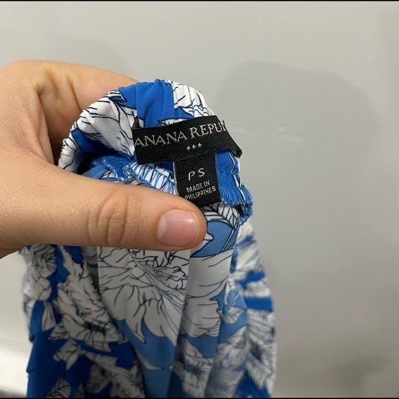 Banana Republic Printed Pleated Cool Combo Size S Petite Blue - Picture 6 of 7